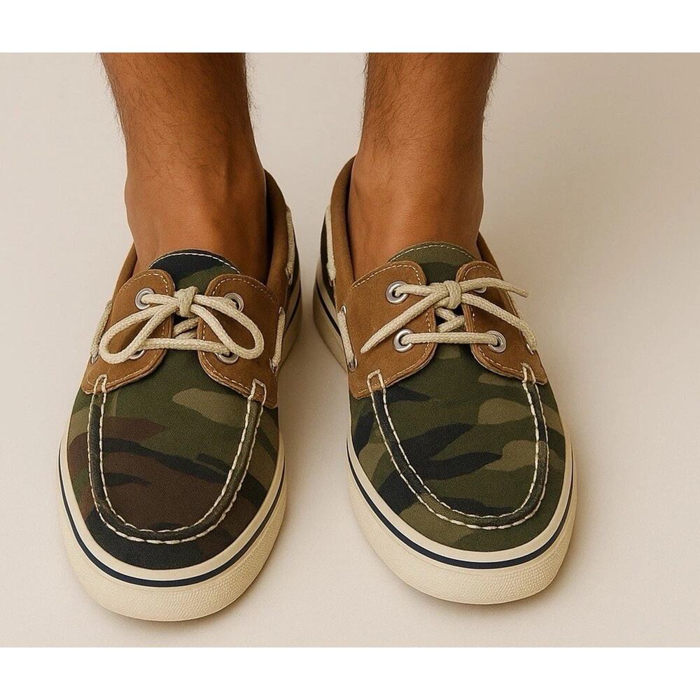 Rare Sperry Top Sider Camo 2 Eye Boat Shoe Mens Size 8 Camouflage Slides